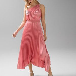 Satin Pleated One Shoulder Dress